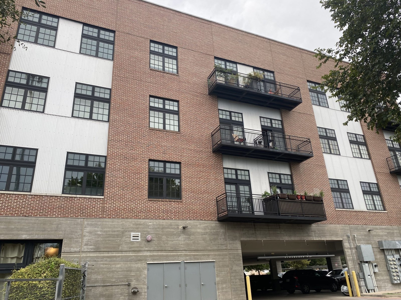Repainted brick apartment building in Austin