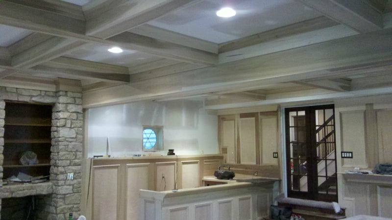 Millwork before custom interior staining in Austin