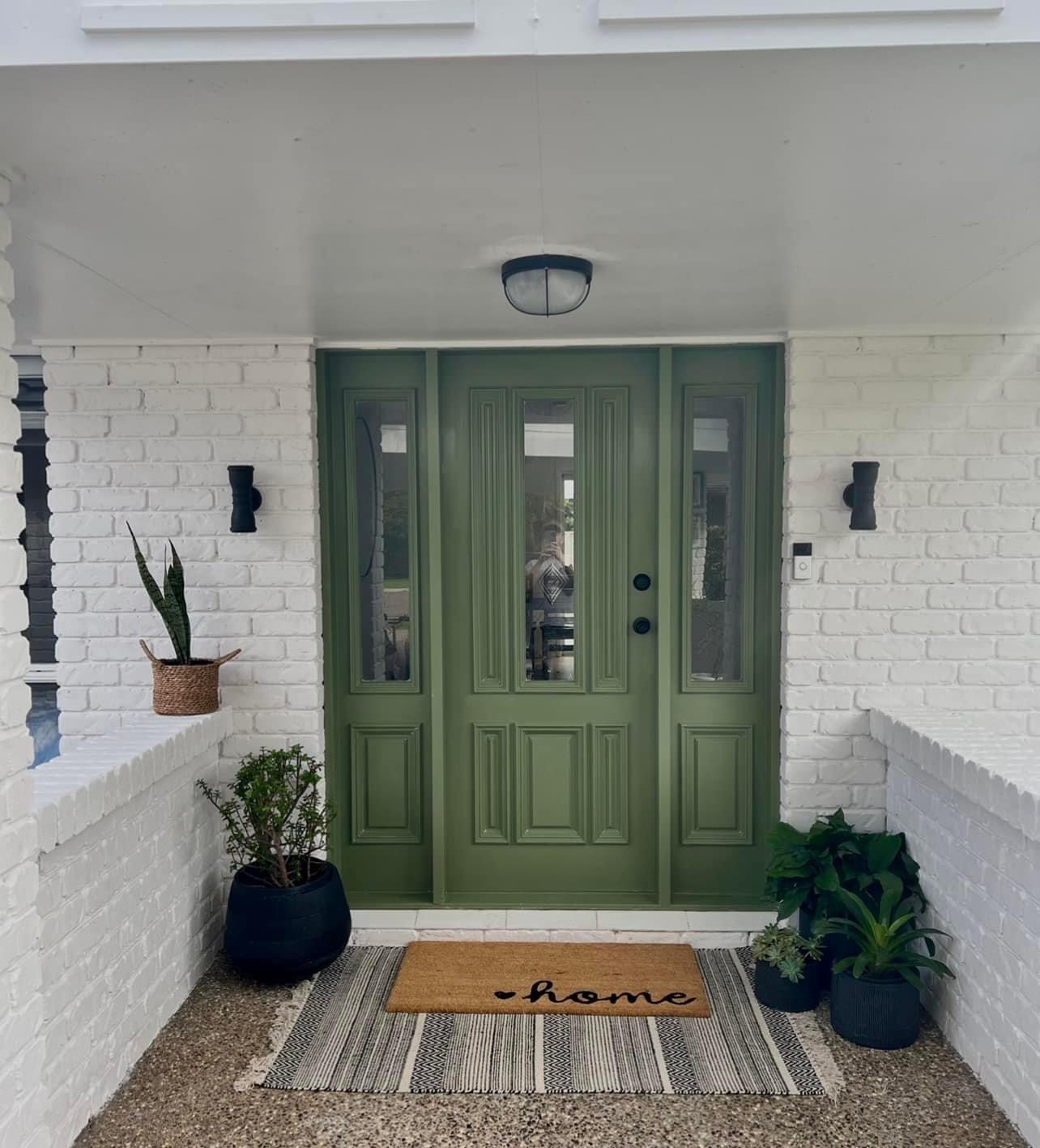 Brick entryway in Austin after limewash