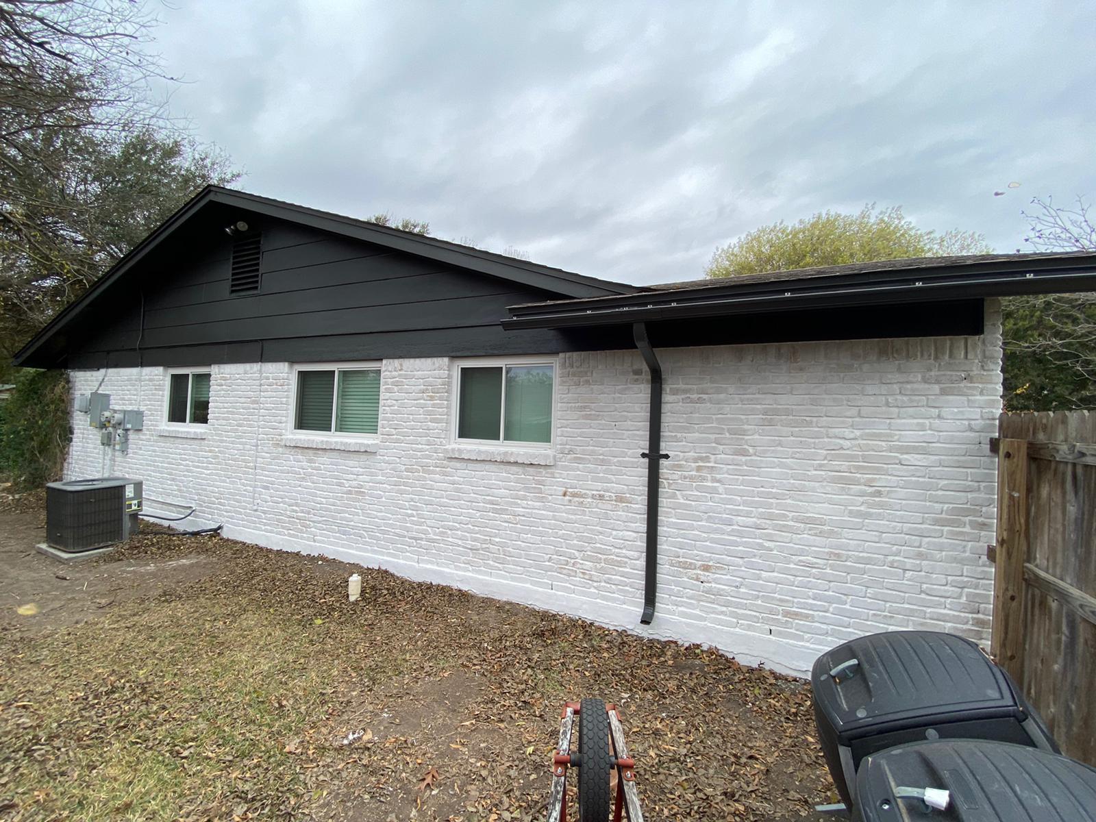 Limewashed rear exterior wall in Austin