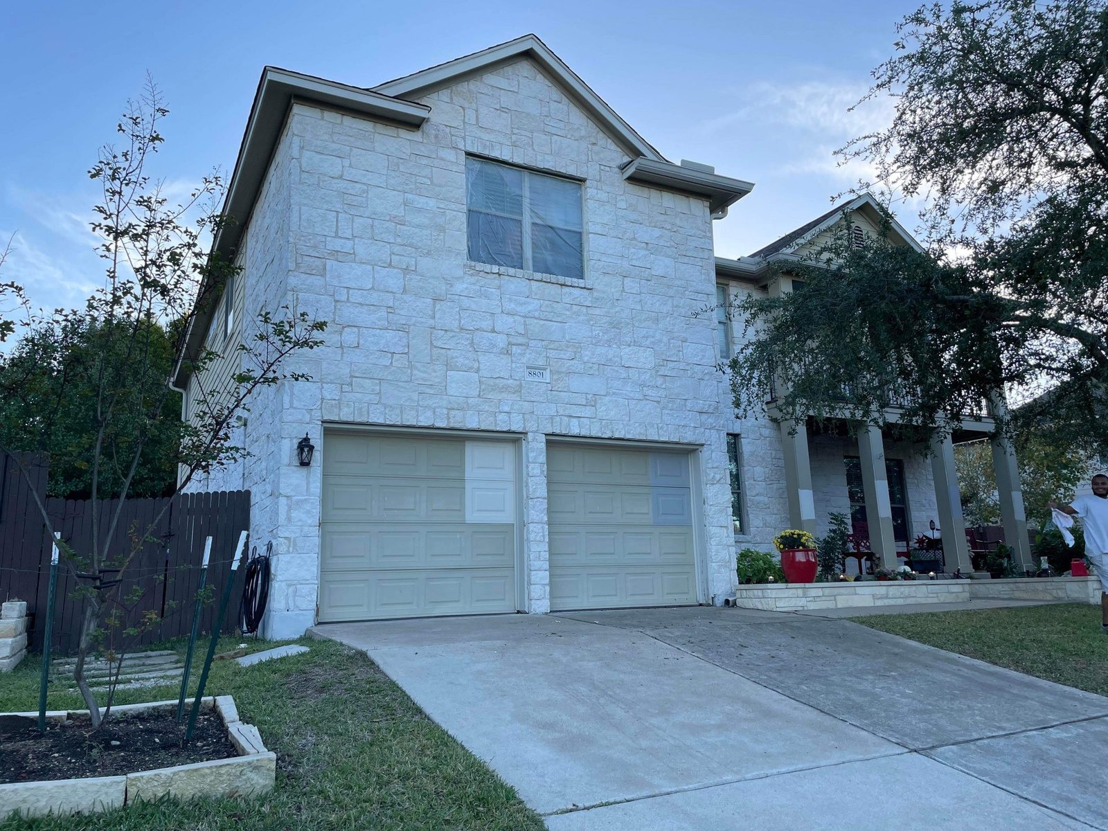 Stone home in Austin after limewash