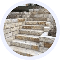 Stone masonry steps in Austin